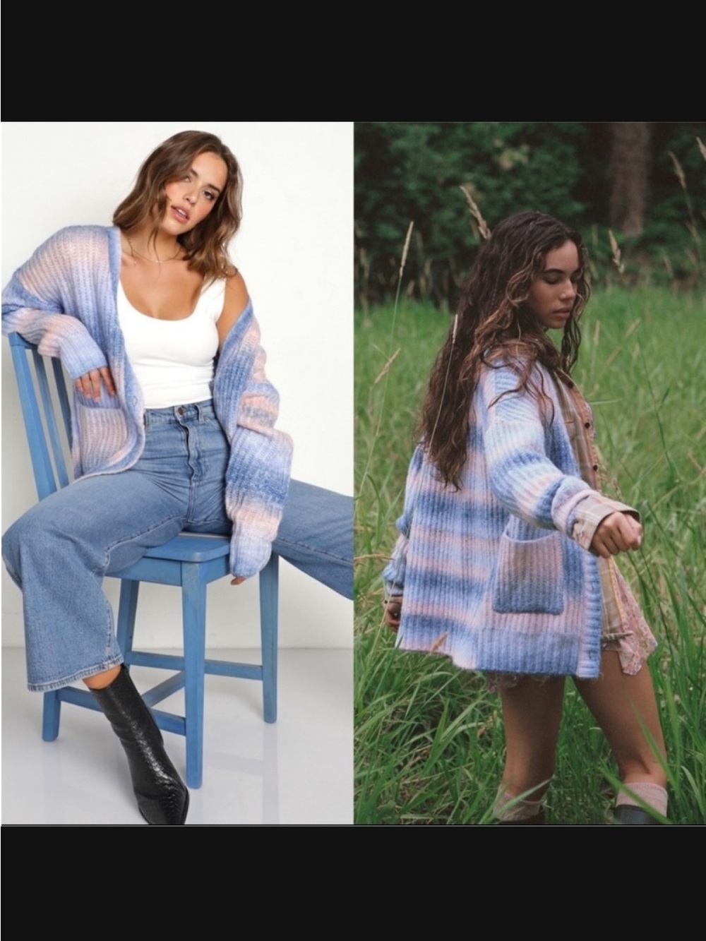 FOR LOVE & LEMONS CELESTE CARDIGAN Button Front Pink Blue Oversized Size S NWT